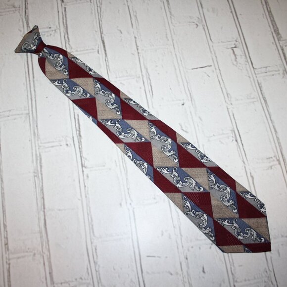 🔴🔵🟤 Men’s Vintage Clip-On Tie · Corner Stone · 20" 🟤🔵🔴 - Picture 1 of 6